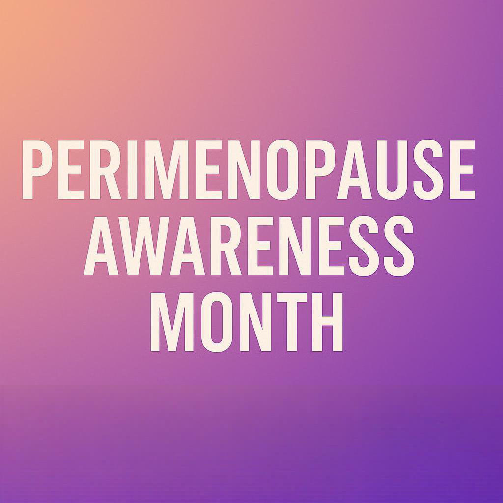 Perimenopause Awareness Month Text against Purple Background