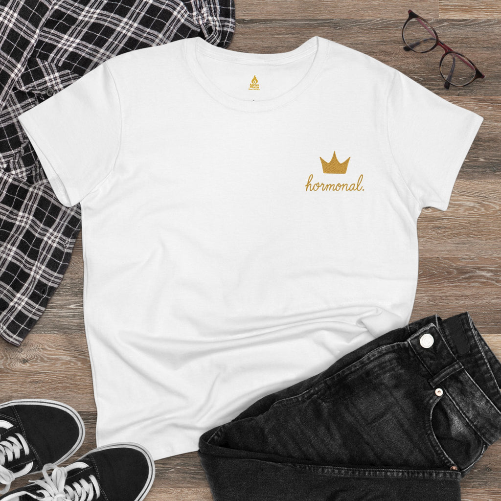 Hormonal. Crown Embroidered Tee – Meno Moms Collection