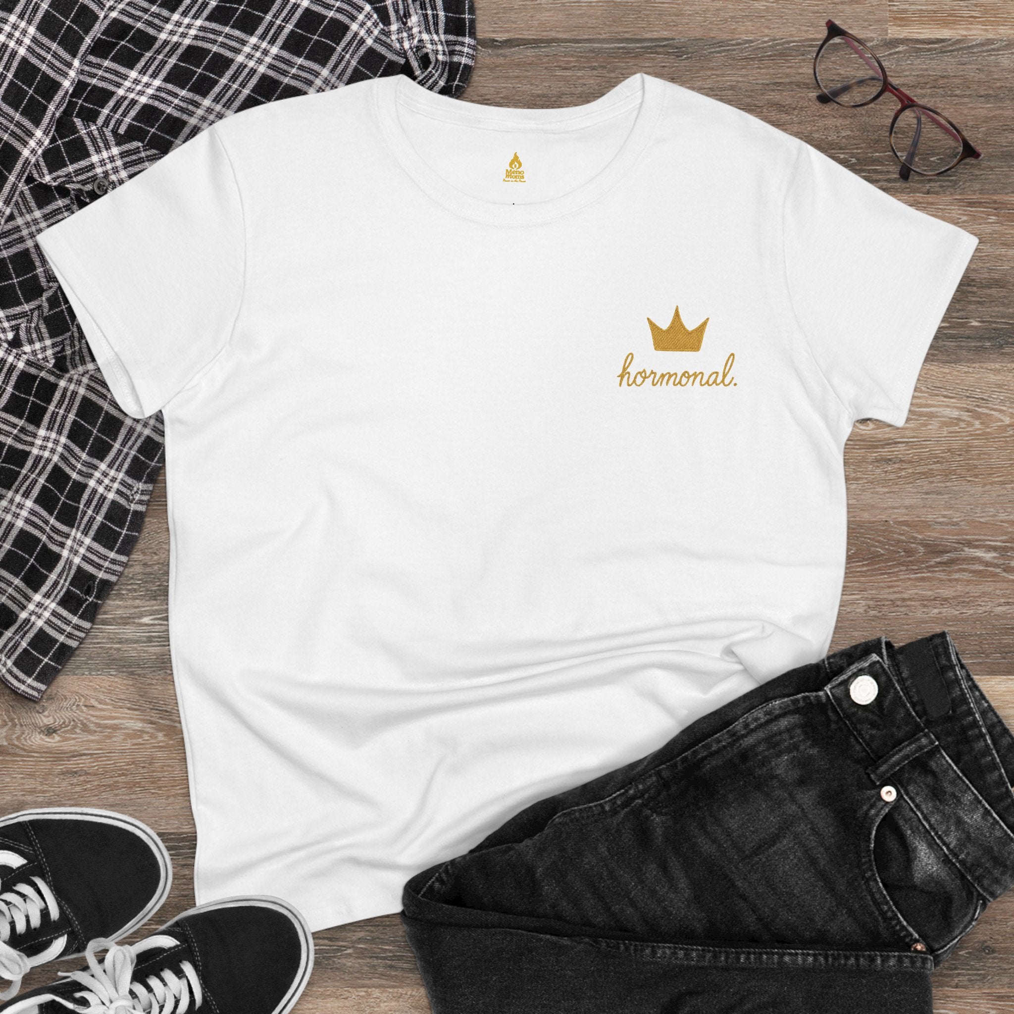 Hormonal. Crown Embroidered Tee – Meno Moms Collection