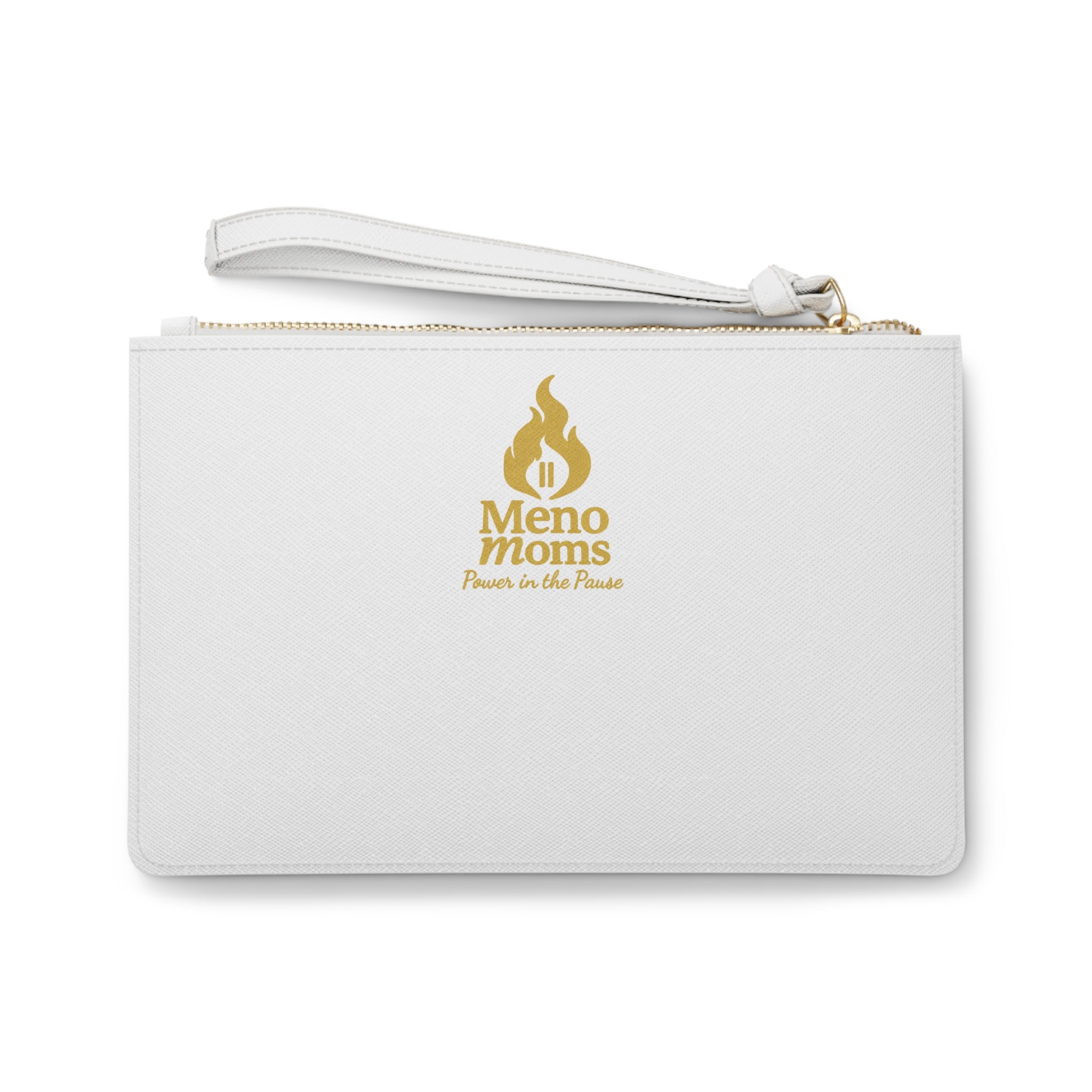 White Embroidery Print Clutch Bag with Hormonal Design