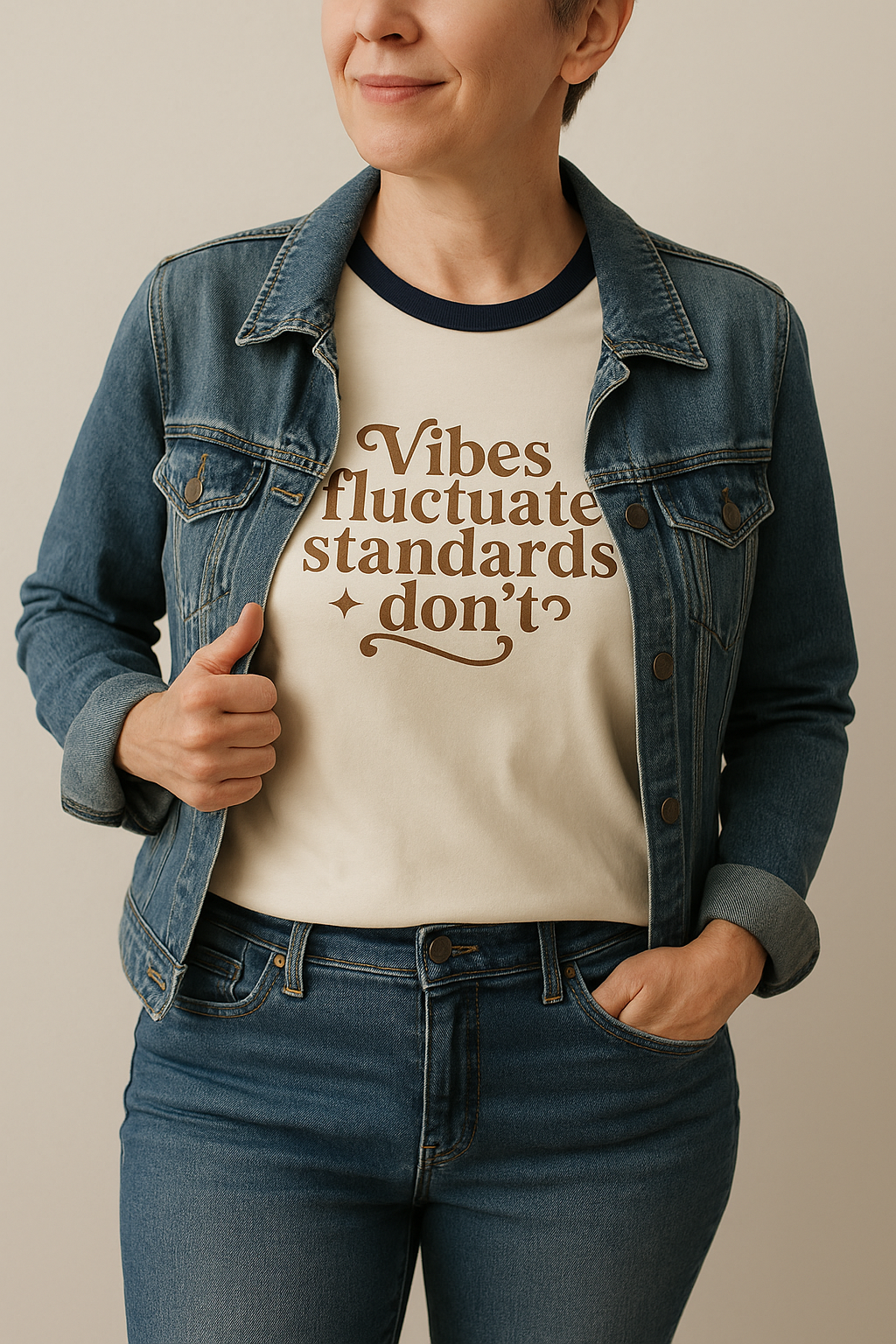 Ringer Tee Vibes Fluctuate, Standards Don't Retro T-Shirt