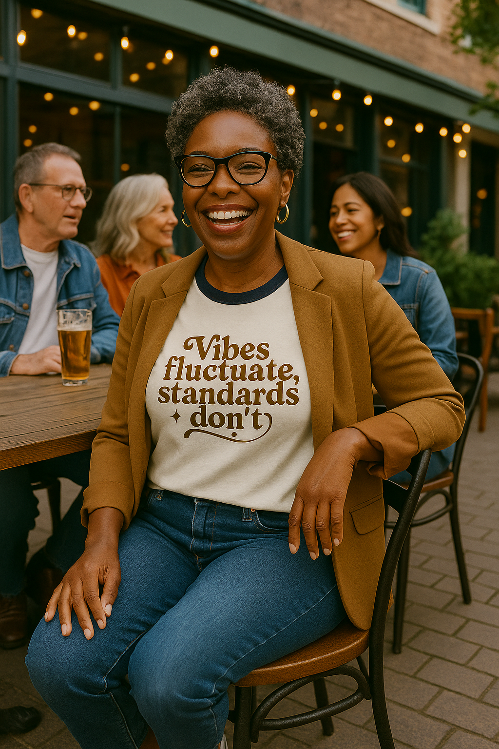 Ringer Tee Vibes Fluctuate, Standards Don't Retro T-Shirt