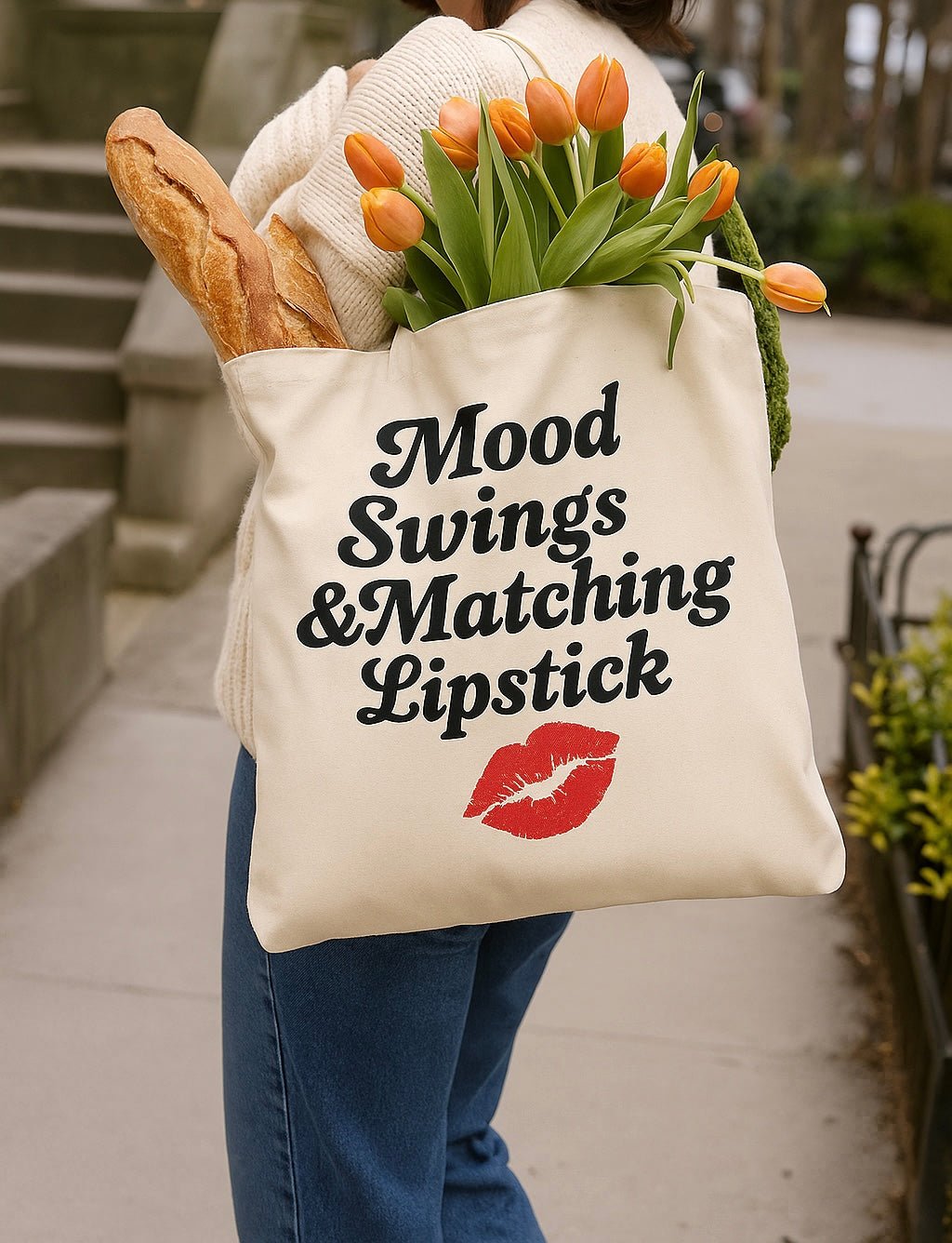 Mood swings & Lipstick Cotton Tote