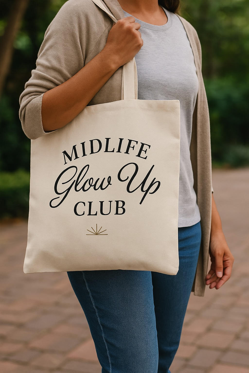 Midlife Glow Up Club Tote Bag – Eco-Friendly Cotton Carryall
