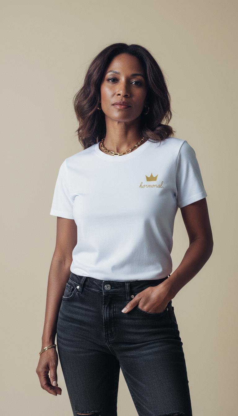 Hormonal. Crown Embroidered Tee – Meno Moms Collection