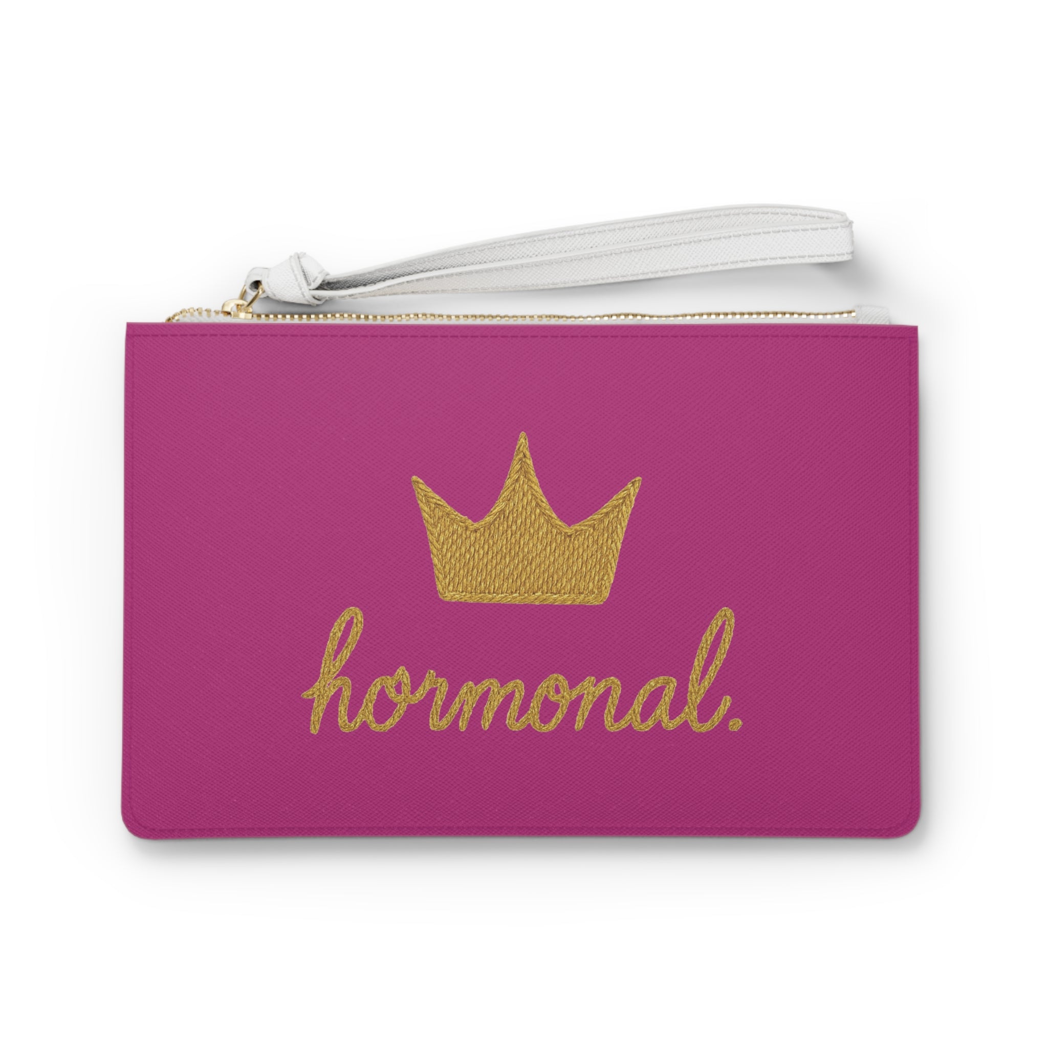 Pink Embroidery Print Clutch Bag with Hormonal Design
